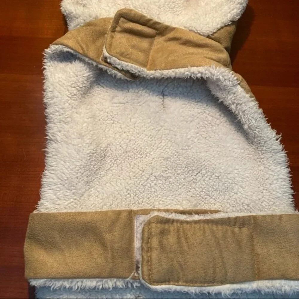 Faux Suede Fuzzy Fleece Dog Jacket Coat Small